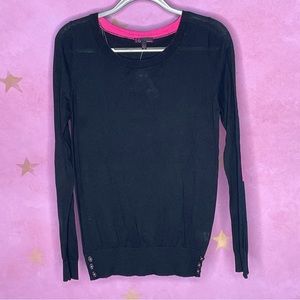 T/O Black Pink Vintage 90s Y2K Sweater Button Details Women’s Size Large New